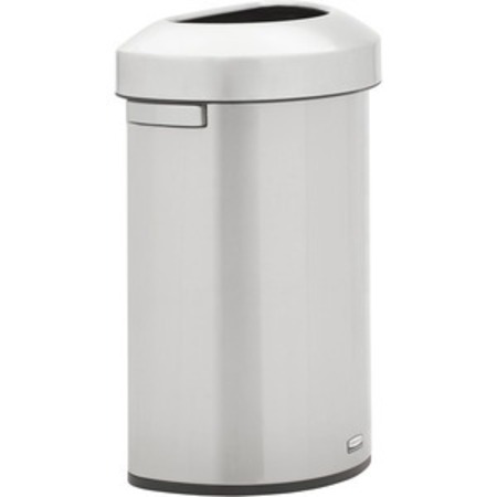 RUBBERMAID Trashcan, 16Gal, 1/2 Round, Ss RCP2147550